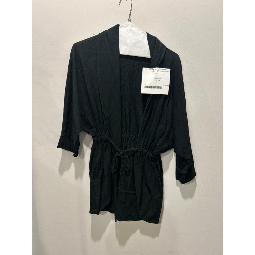 Micheal Stars Black Wrap Top L